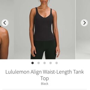lululemon athletica Black Align Waist-Length Tank Top